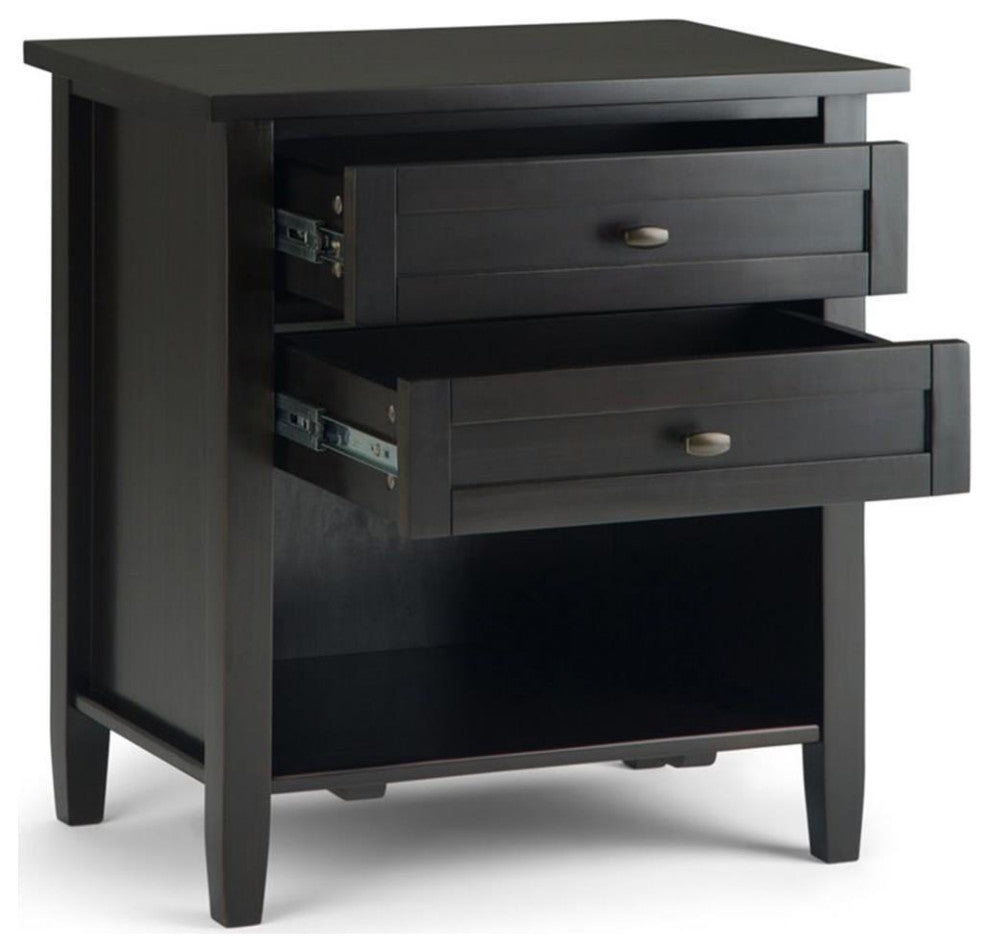 Warm Shaker Solid Wood 24 Inch Wide Bedside Nightstand Table In Hickory Brown