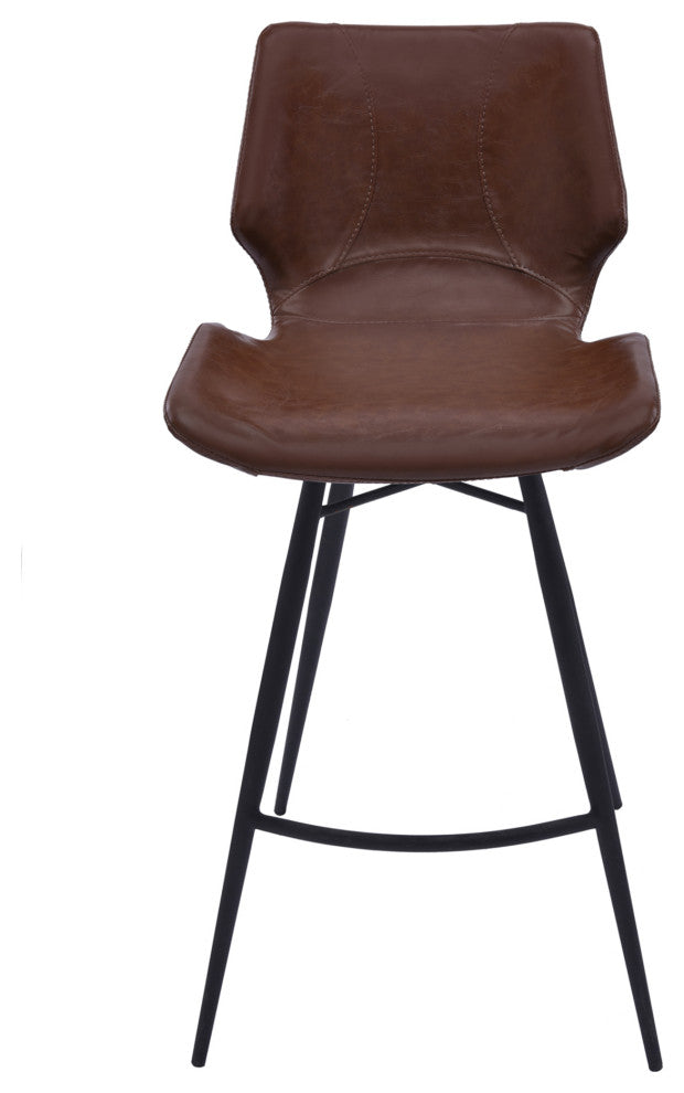 Zurich 30" Bar Height Metal Barstool In Vintage Coffee Faux Leather