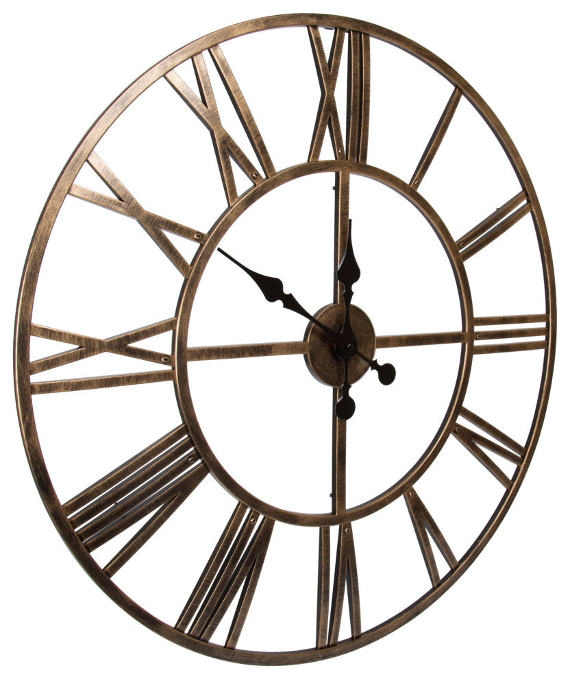 Kiera Grace Round Jodie Decorative Plastic Wall Clock, 30x30"es, Gold