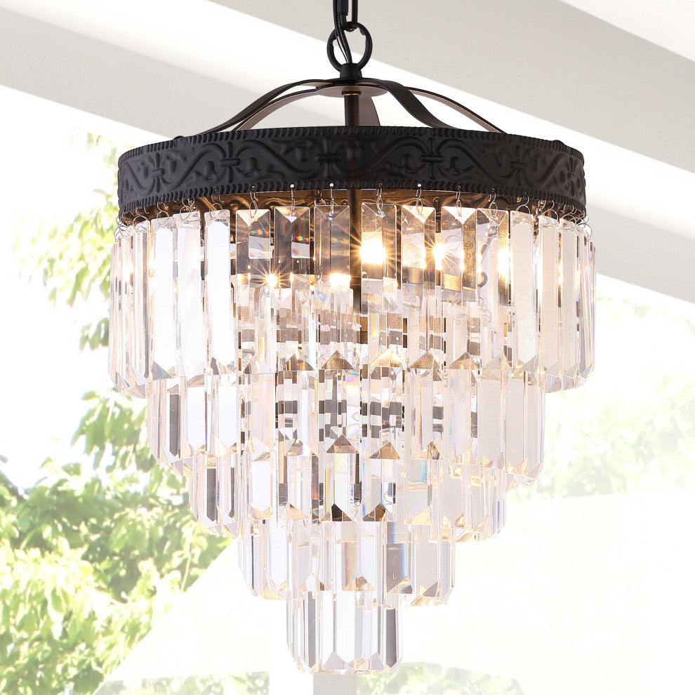 Wyatt 2-Light Crystal LED Chandelier, Bronze / Clear, Width: 12"