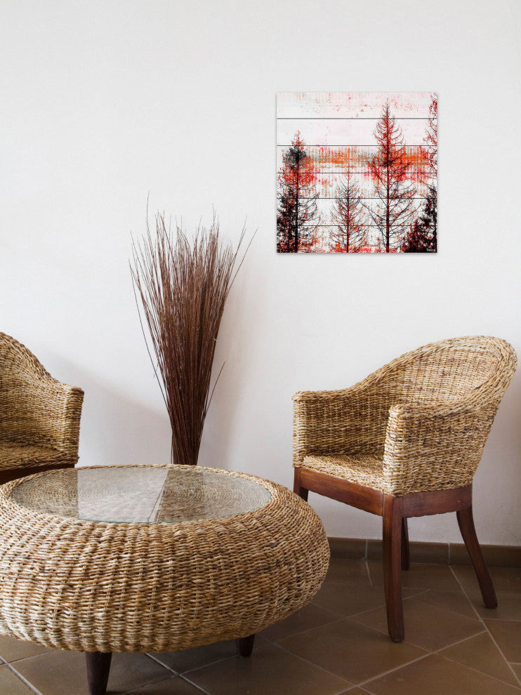 "Orange Hue" Print on White Wood, 32"x32"