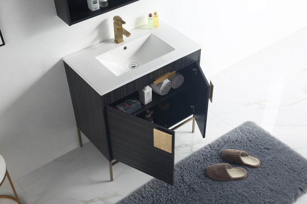 Kuro Contemporary Dawn Gray Bath Vanity, 32"
