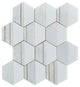 8-Pieces of 4" Hexagon Mix Marble And Metal Mosaic Tile