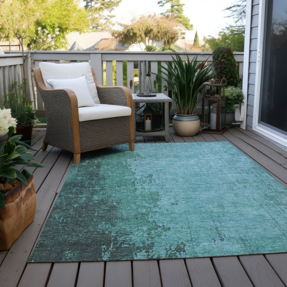 Machine Washable Indoor/Outdoor Chantille ACN1904 Teal 2'6" x 3'10" Rug