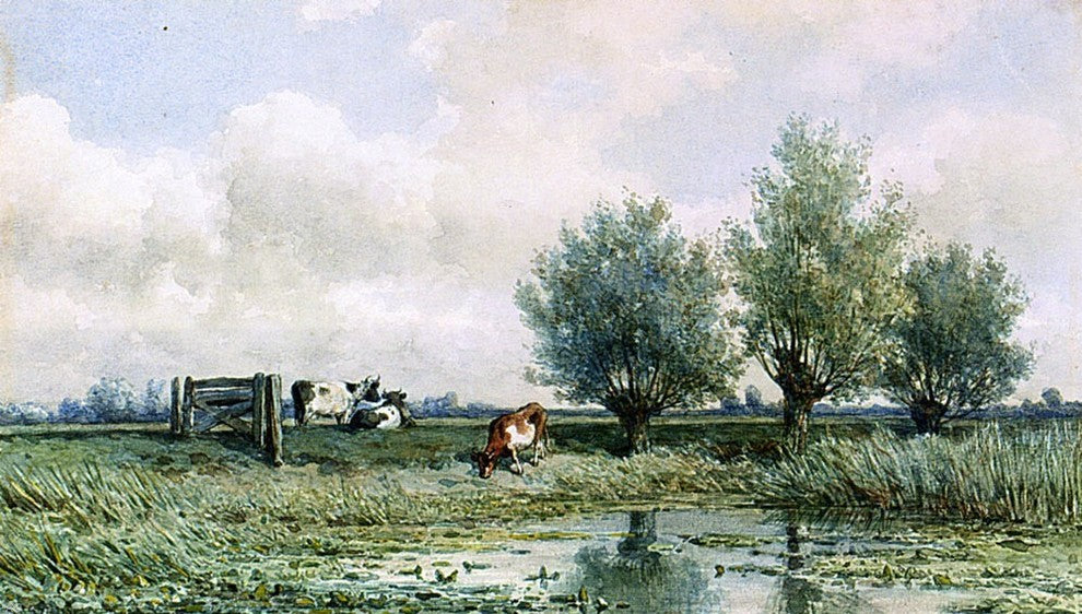 Willem Roelofs A Summer Landscape With Grazing Cows Wall Decal