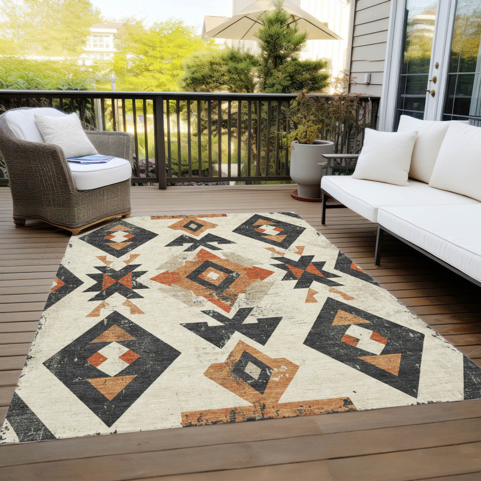 Machine Washable Indoor/Outdoor Chantille ACN1882 Ivory 8' x 10' Rug