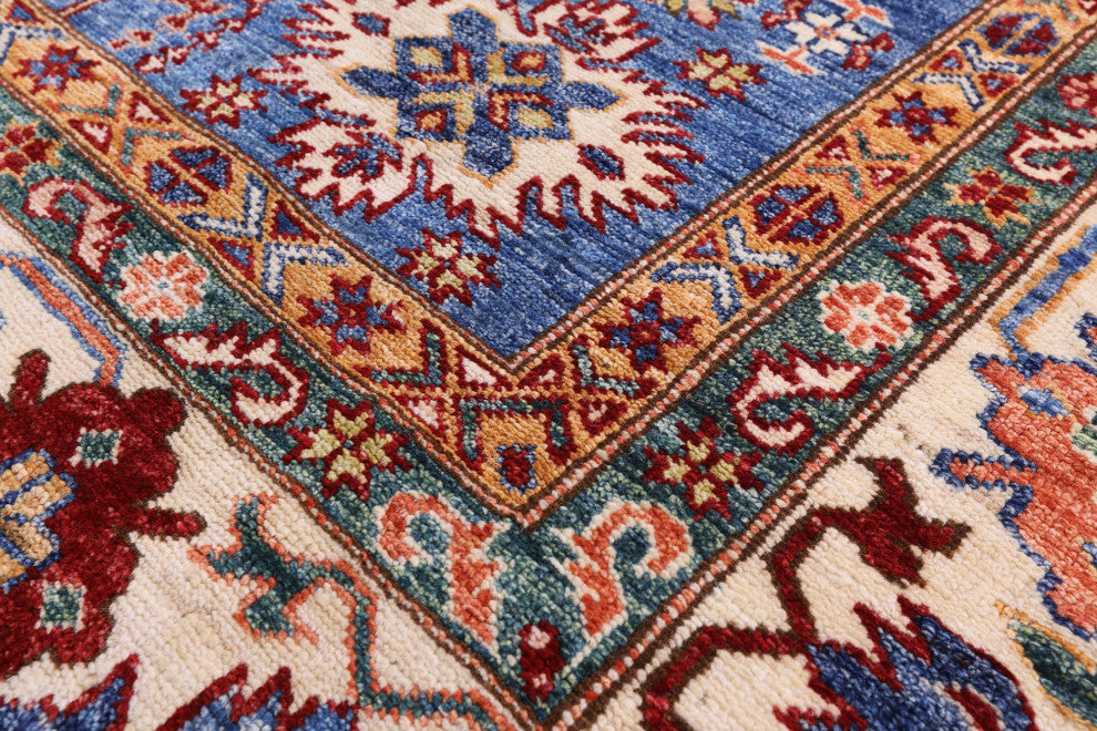 6' Square Handmade Super Kazak Rug Q10349