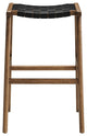 Saoirse Faux Leather Wood Bar Stool, Set of 2, Walnut Black