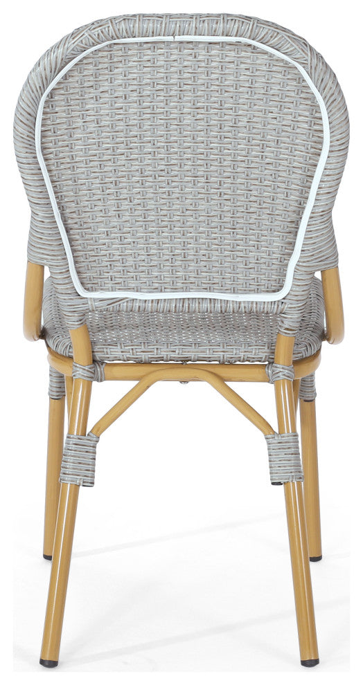 Gallia Outdoor Aluminum French Bistro Chairs (Set of 2)