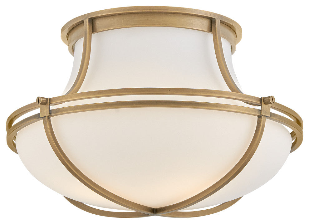 Hinkley Saddler Medium Flush Mount, Heritage Brass