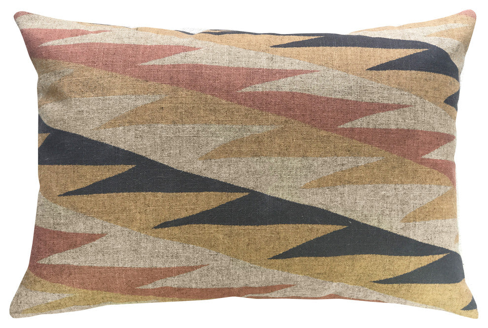 Modern Geometric Linen Pillow, 18"x12"