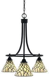 Paramount Downlight 3-Light Chandelier, Matte Black, 7" Sandhill Art Glass