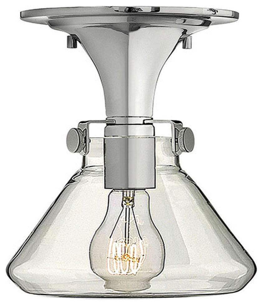 Hinkley Congress Extra Small Retro Glass Flush Mount, Chrome