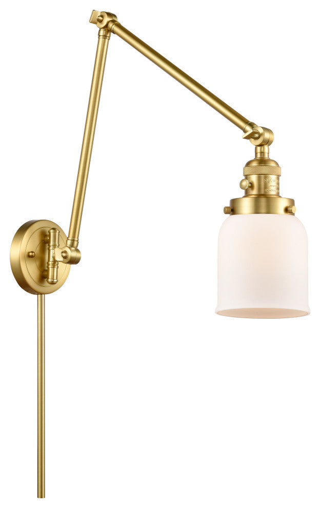 Bell Swing Arm With Switch, Satin Gold, Matte White, Matte White