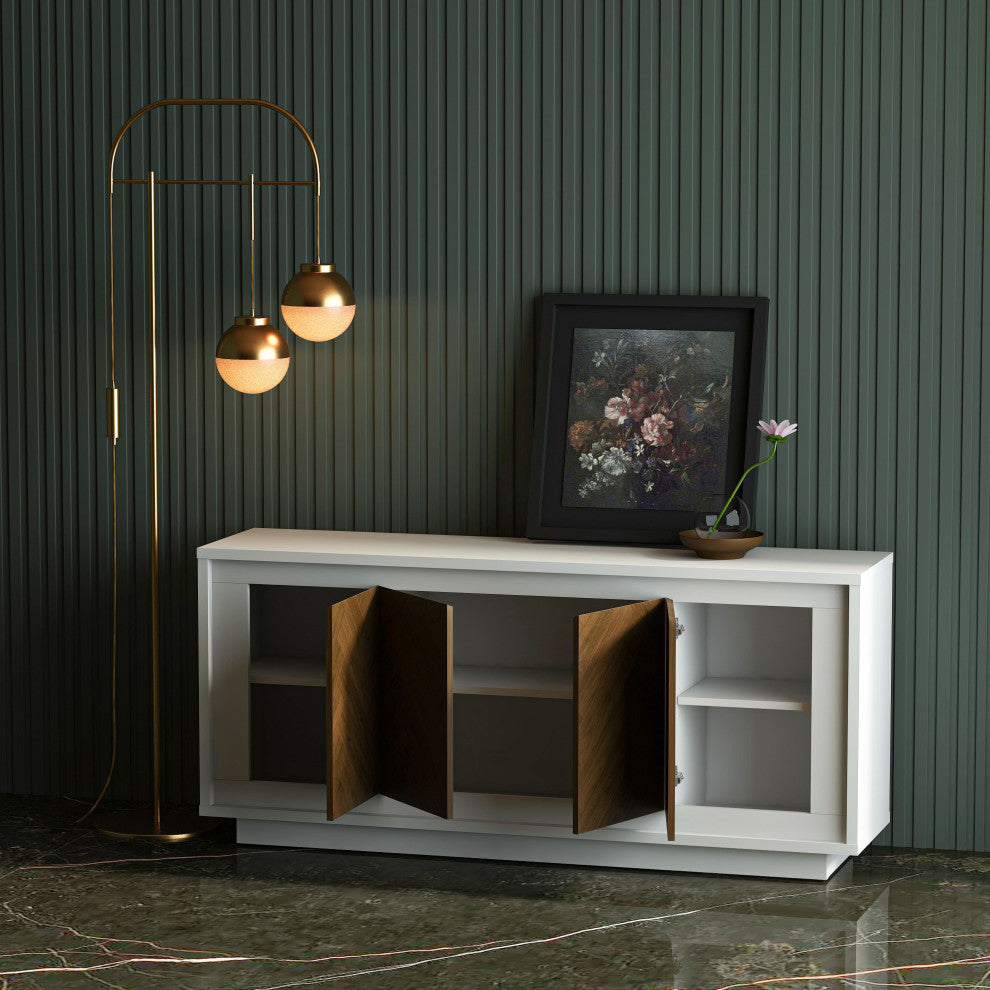 Paraggi Sideboard, White and Mahogany