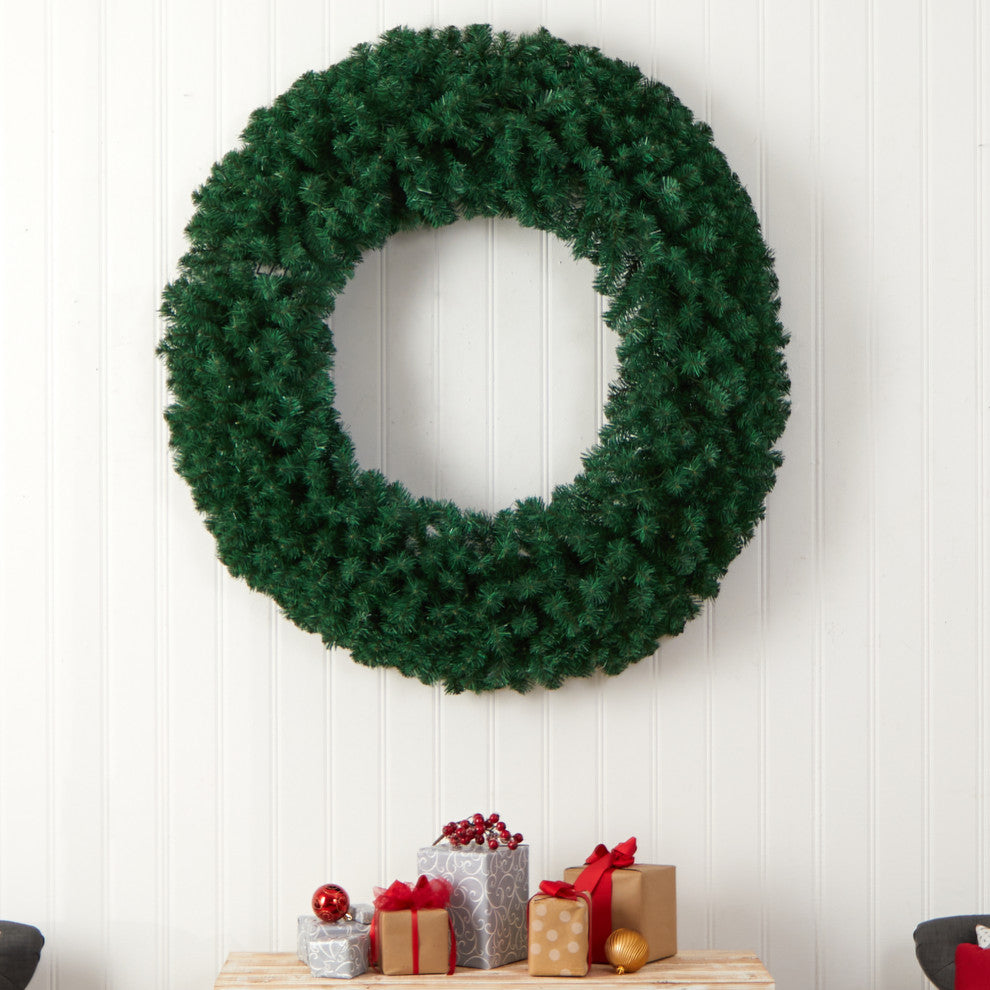 48" Large Faux Christmas Wreath With 714 Bendable Branches and 200 LED Lights