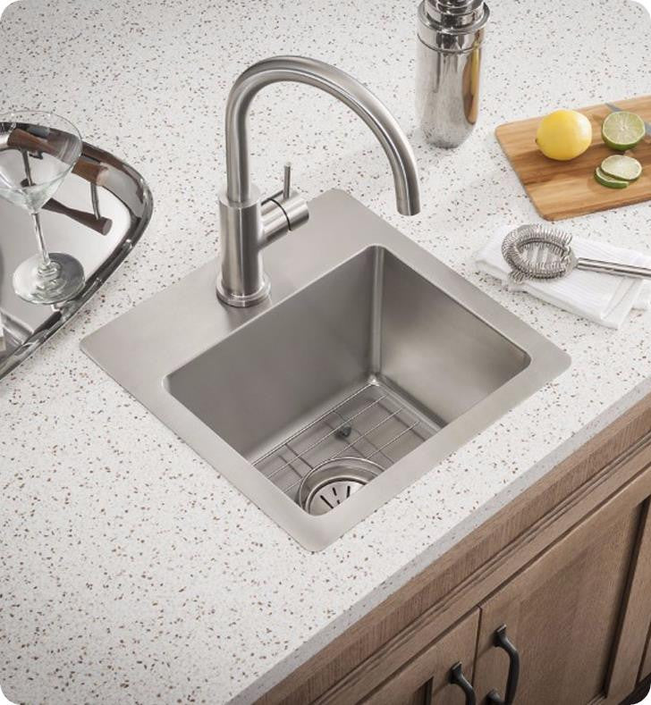 Elkay 15" Bowl Drop In/Undermount Bar/Prep Kitchen Sink, ECTSR15159BG2