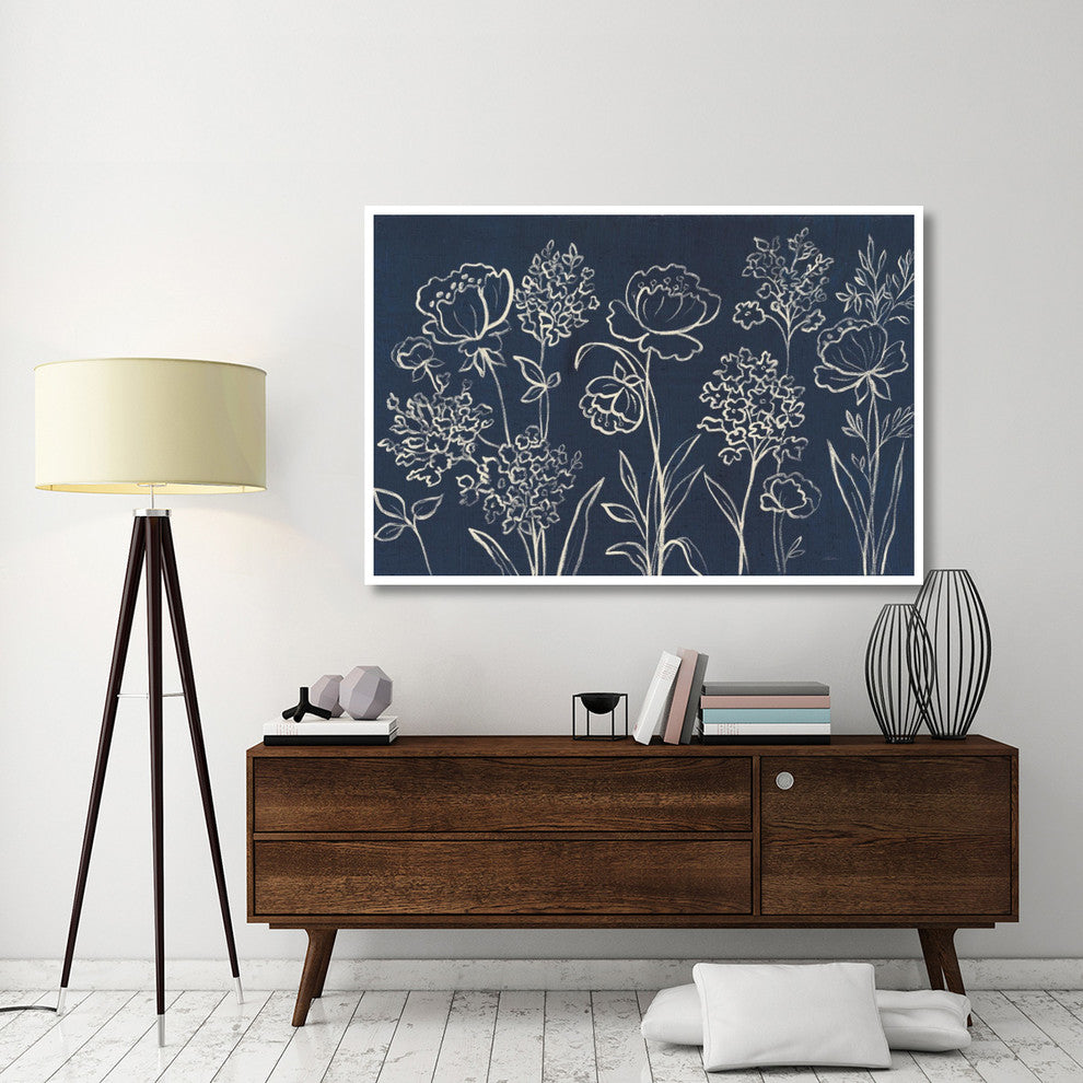 "Indigo Floral I" Digital Paper Print by Silvia Vassileva, 62"x42"