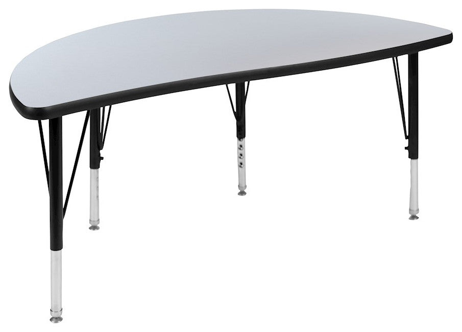 47.5" Half Circle Activity Table - Height Adj. Short Legs, Grey
