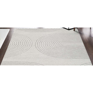Mid-Century Tonal Area Rug, Ivory, 6'x9'