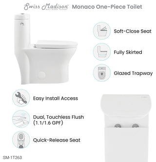 Monaco One Piece Elongated Toilet, Touchless