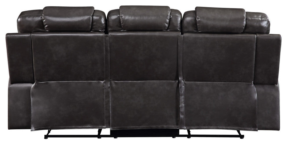 Benzara BM251077 Motion Sofa, Leatherette Upholstery/Diamond Tufts, Dark Gray