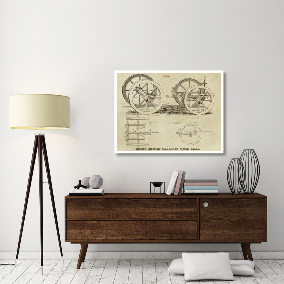 "Gibson's Improved Self-Acting Wagon Brake" Print by Inventions, 46"x35"
