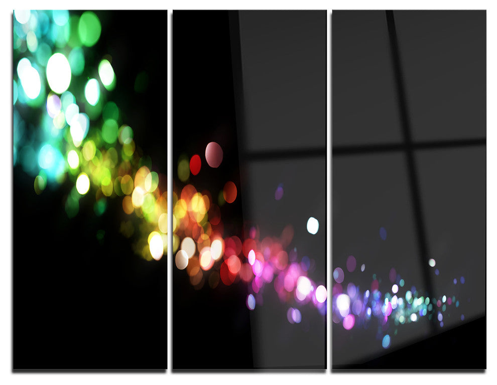 "Colorful Abstract Lighting" Digital Metal Wall Art, 3 Panels, 36"x28"