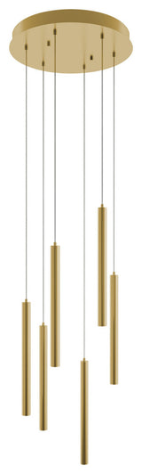 Eli Six Pendant, 54W 120, 277V, Satin Brass