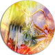 Yellow Retro Palm Trees, Landscape Painting Disc Metal Wall Art, 36"