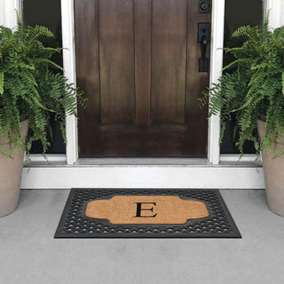 A1HC Mesh Border Rubber and Coir Monogrammed Doormat, 23"X38", Black, E