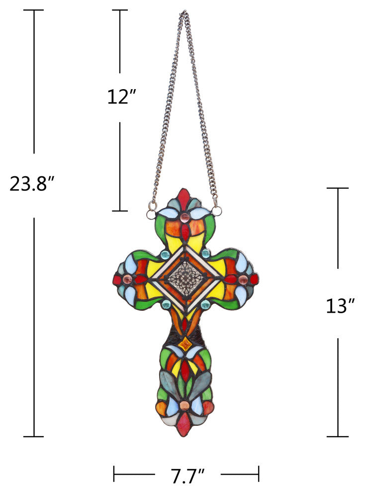Adelina Victorian Tiffany-Style Stained Glass Panel 13" Tall