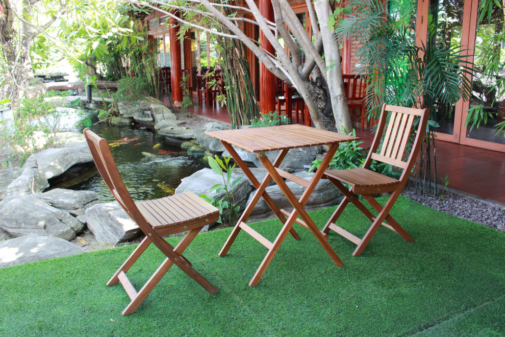 Outdoor Table Set With 2 Chairs, Brown