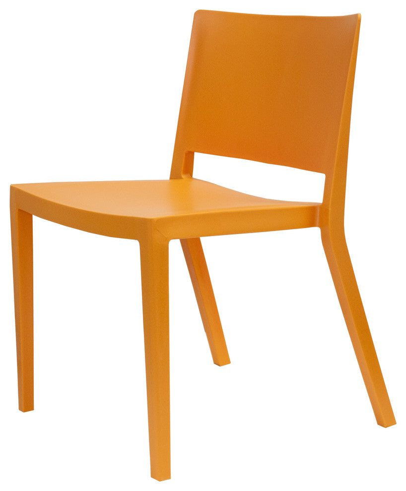 Mod Made Elio Modern Plastic Dining Side Chair, Set of 2, Orange