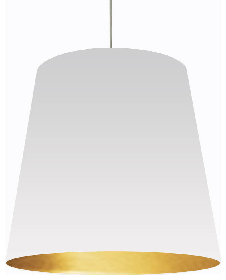 Odette 1-Light Oversized Drum Pendant, White on Gold