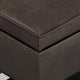 Cosmopolitan Storage Ottoman Bench With Open Bottom, Distressed Brown Faux Leather