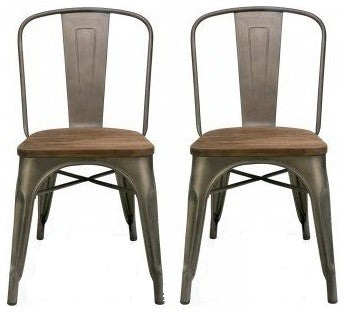 Tradd Metal and Wood Bistro Side Chairs, Set of 4, Distressed