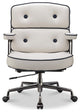 Lobby Mid Back Computer Office Desk Chair, Black Chrome &Navywhite