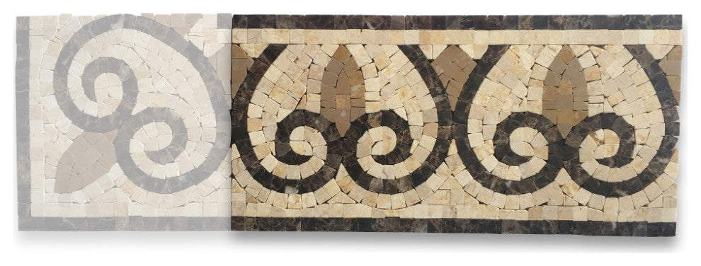 Marble Mosaic Border Listello Accent Tile Chandelier Emperador 5.9x12, 1 piece