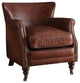24" Vintage Dark Brown Top Grain Leather And Brown Solid Color Wingback Chair