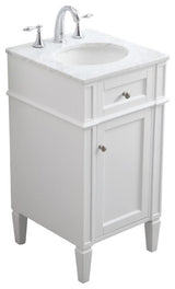 Elegant Decor Park Avenue 18" Single Marble Top Bathroom Vanity in White