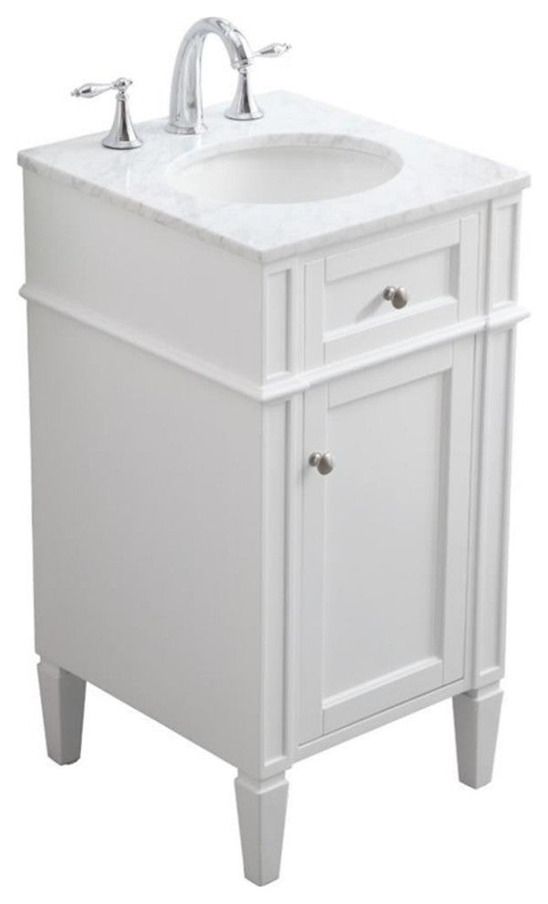Elegant Decor Park Avenue 18" Single Marble Top Bathroom Vanity in White