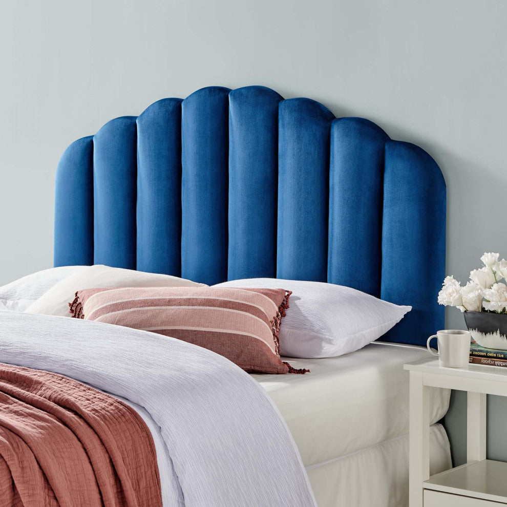 Headboard, King Size, Velvet, Blue Navy, Modern Contemporary, Bedroom Master