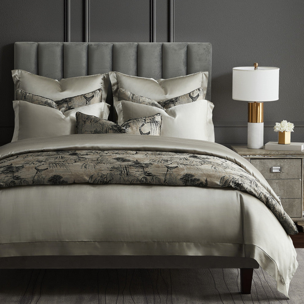 Pastoral Jacquard Comforter Set, 3 Piece, Champagne, Queen