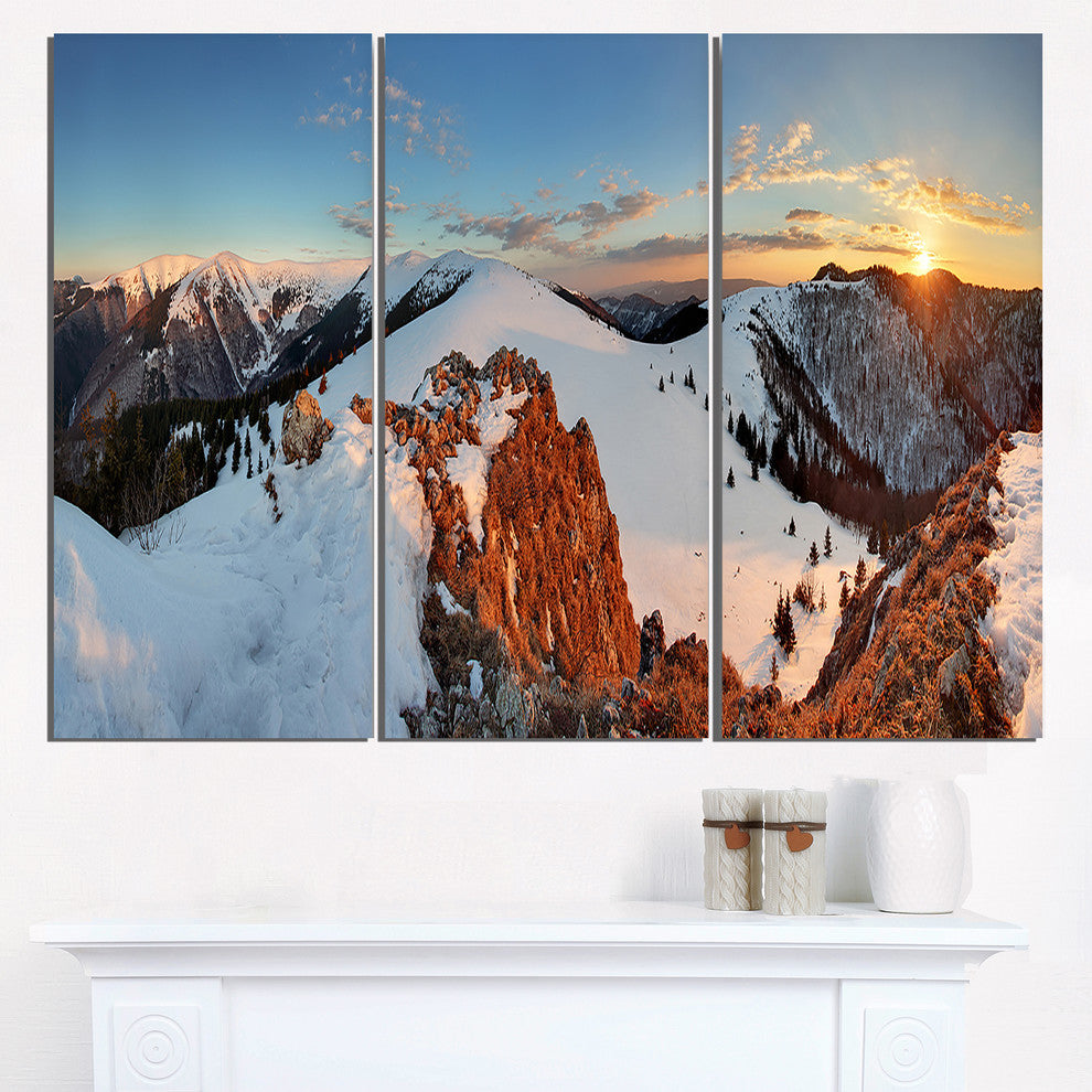 "Slovakia Frozen Landscape Panorama" Metal Wall Art, 3 Panels, 36"x28"