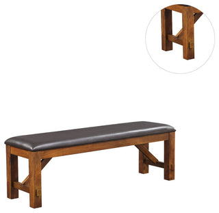 Espresso PU Dining Bench, Walnut Finish