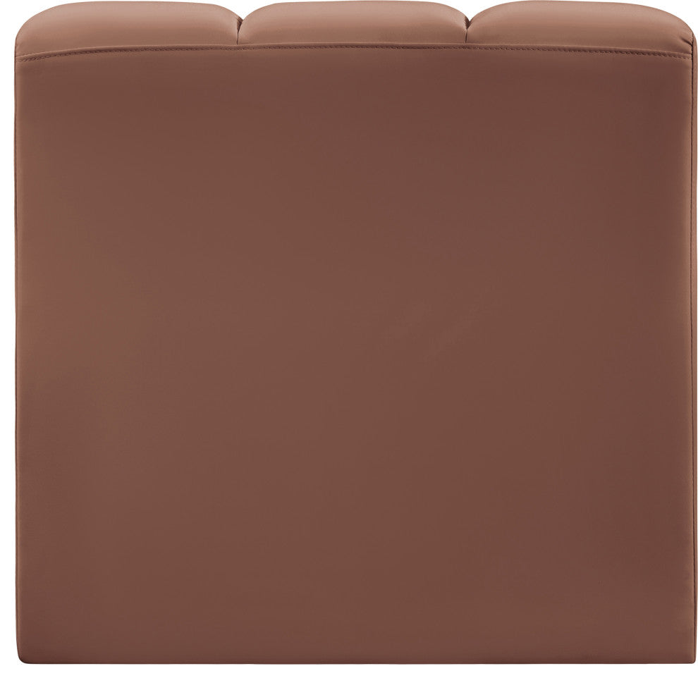 Arc Upholstered Modular Component, Cognac, 1-Piece: Straight Chair, Vegan Leather