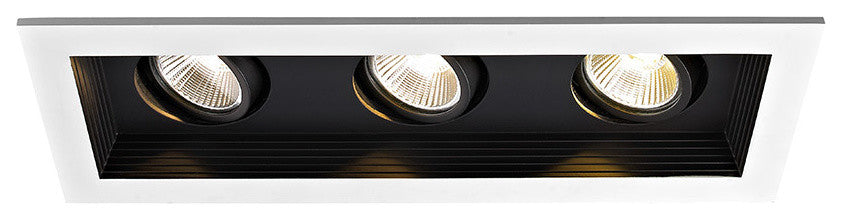 Mini Multiple LED Three-Light Remodel Housing With and-Light 2700K Flood, Black