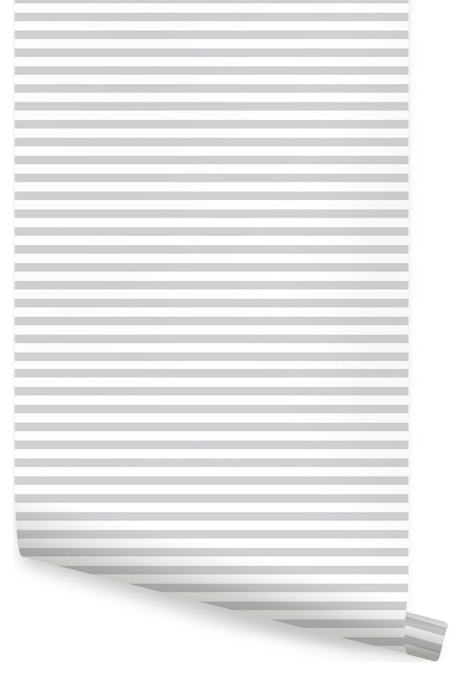 Thin Horizontal Stripes Peel and Stick Vinyl Wallpaper, 24"w X 60"h