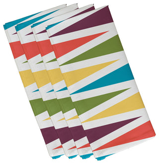 Backgammon, Geometric Print Napkin, Turquoise, Set of 4